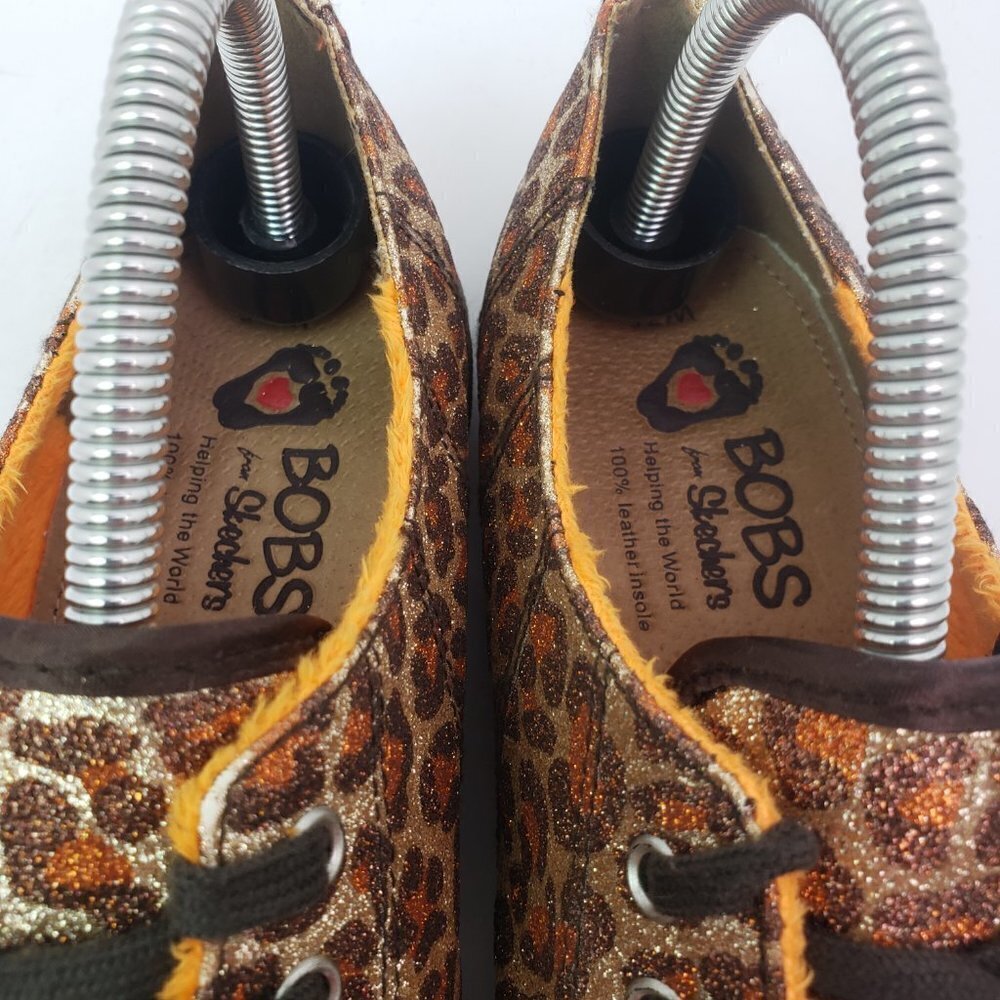 Bobs From Skechers Womens Size 7.5 Leopard Brown Orange Low Sneaker Shoes SN3353 - Picture 9 of 12
